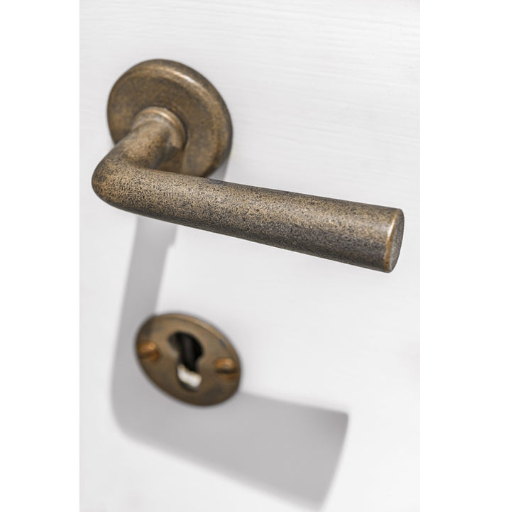 Türgriff "Bauhaus 1925" Metall Rohbronze, Paar mit runder Rosette