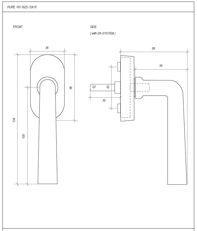 Fenstergriff "Bauhaus 1925" für Dreh-/Kippfenster Rohmetall