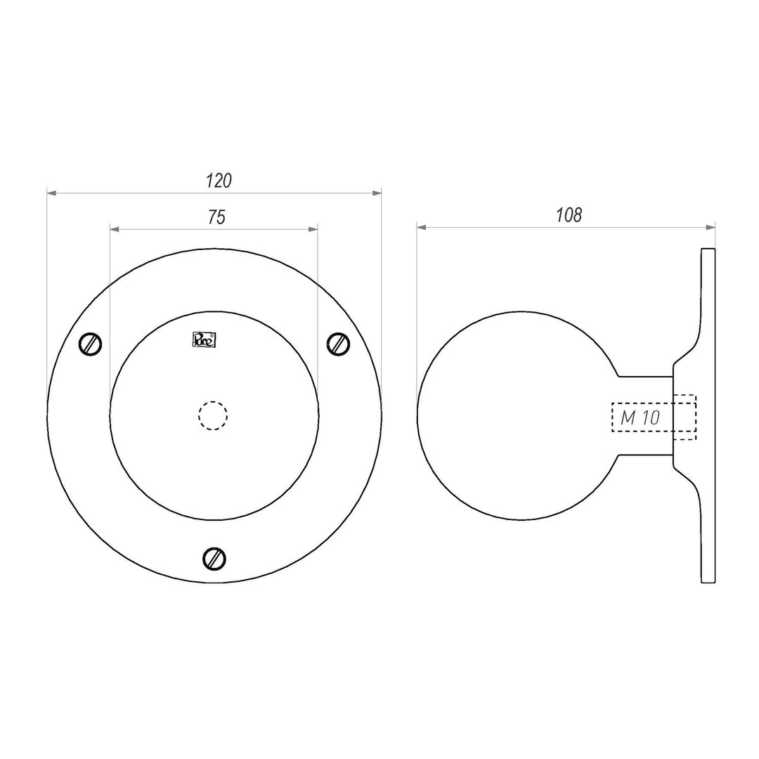 Türknauf Bronze poliert 75 mm