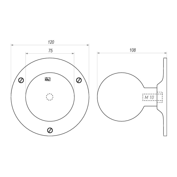 Türknauf Bronze poliert 75 mm