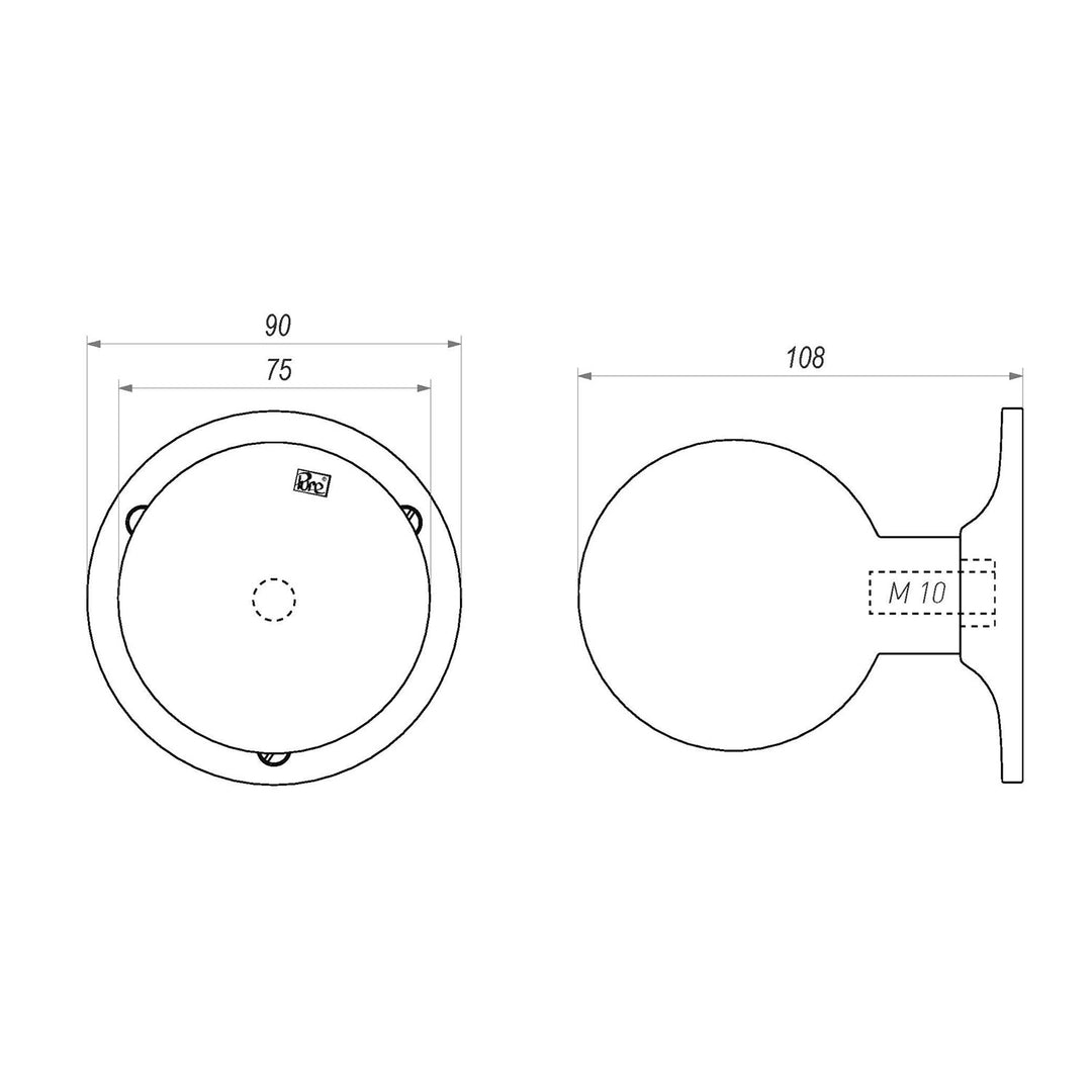 Türknauf Bronze poliert 75 mm