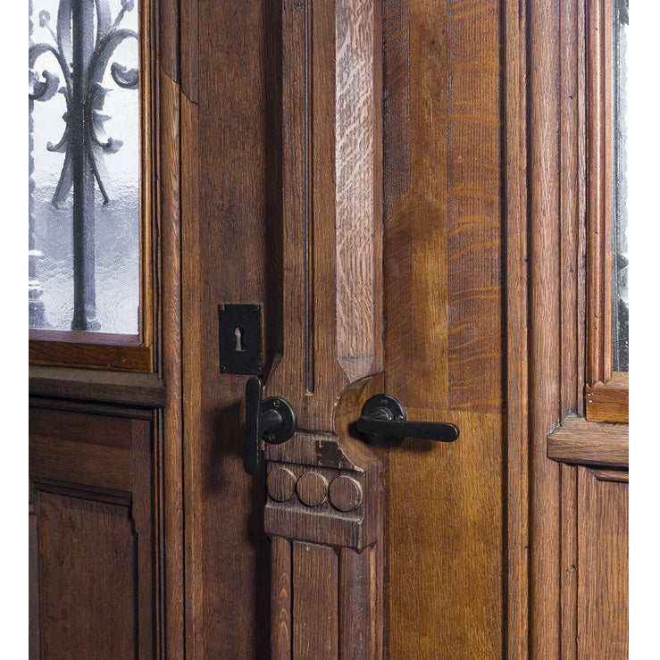 Türgriff "Belle Époque" Metall Schwarz, Paar mit runder Rosette