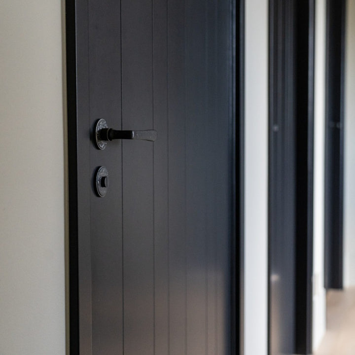 Türgriff "Belle Époque" Metall Schwarz, Paar mit runder Rosette