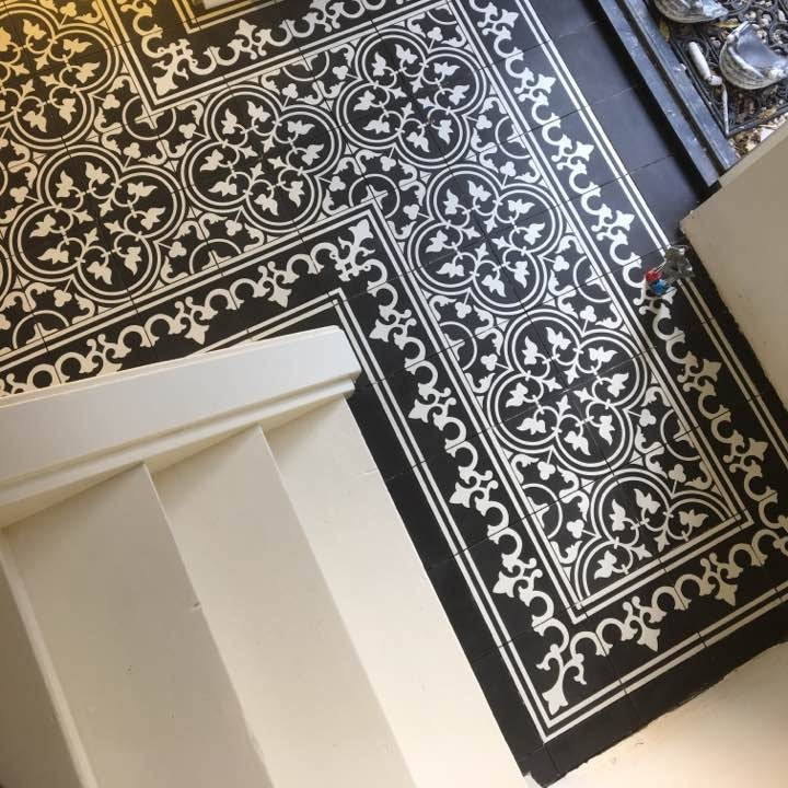 Zementfliese Maria 20 x 20 x 1,6 cm Schwarz