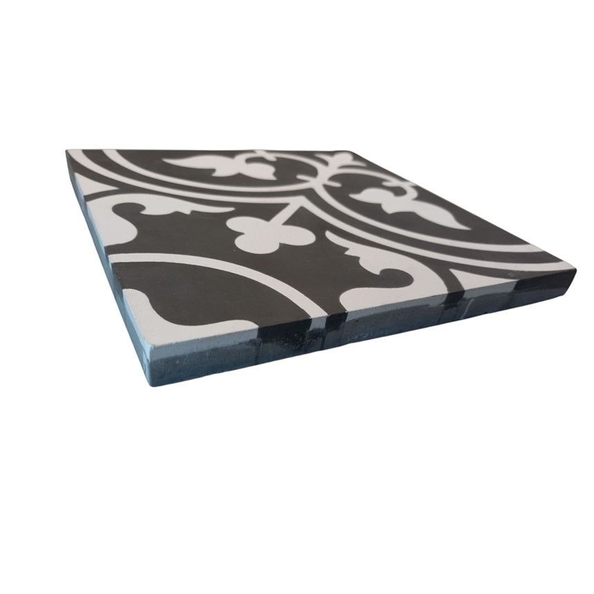 Zementfliese Maria 20 x 20 x 1,6 cm Schwarz