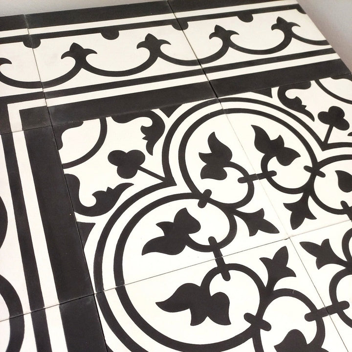 Zementfliese Maria Bordüre Weiß 20 x 20 x 1,6 cm