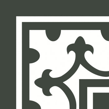 Zementfliese Maria Bordüre Weiß - Außenecke 20 x 20 x 1,6 cm