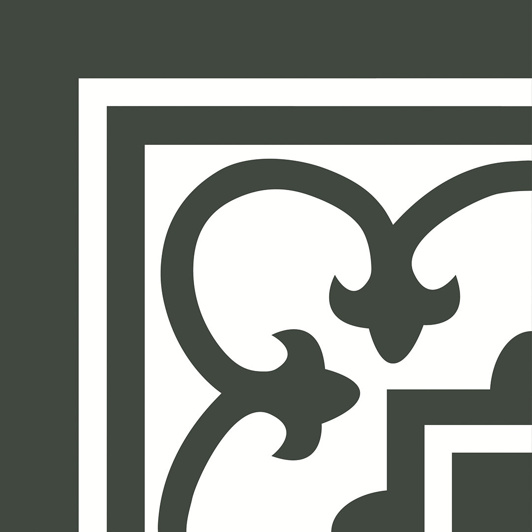 Zementfliese Maria Bordüre Weiß - Innenecke 20 x 20 x 1,6 cm