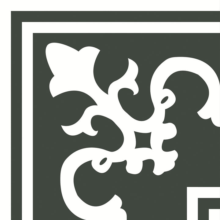 Zementfliese Maria Bordüre Schwarz - Innenecke 20 x 20 x 1,6 cm