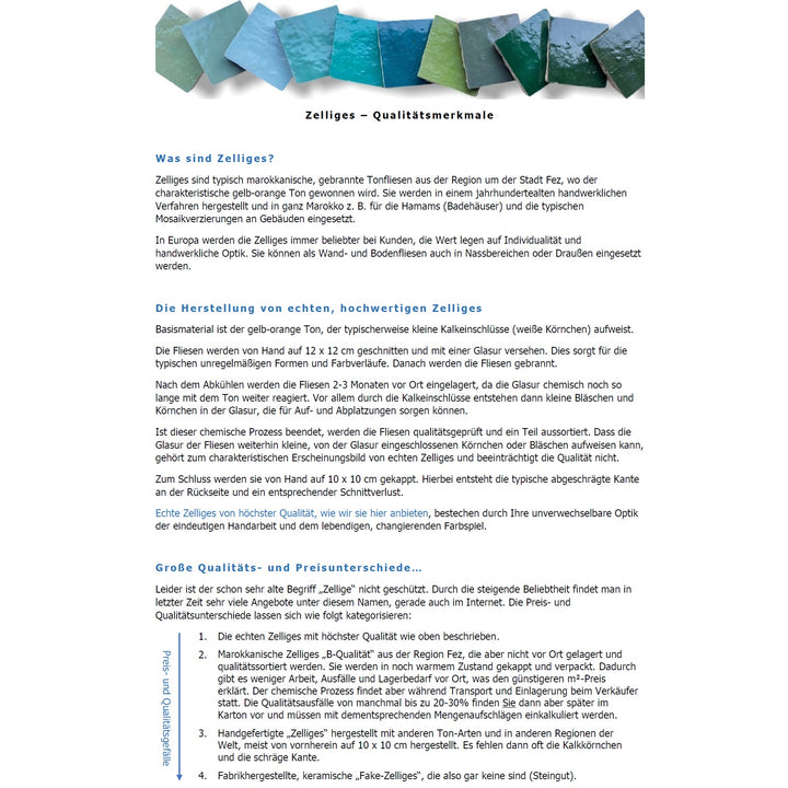Zelliges "Fez" - Original marokkanische Fliesen