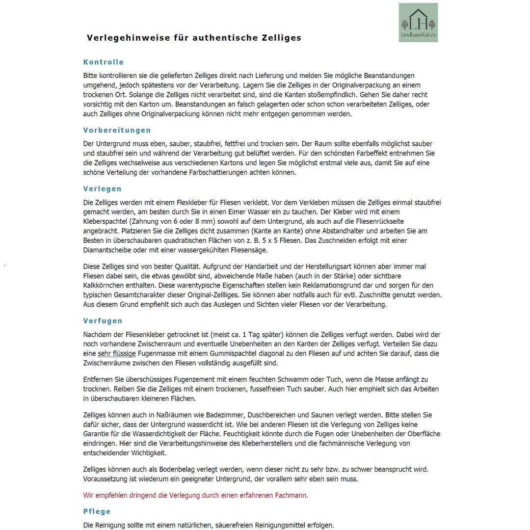 Zelliges "Fez" - Original marokkanische Fliesen